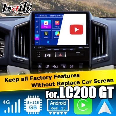 อินเตอร์เฟสวีดีโอ Android 13 สําหรับ Toyota Land Cruiser LC200 GXR พร้อมวิวหลัง WiFi carplay android auto