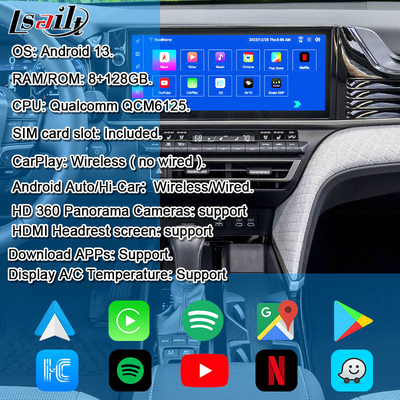 อินเตอร์เฟซวีดีโอมัลติมีเดีย Android 13 สําหรับ Toyota Camry 2025 Sienna RAV-4 โมดูลข้อมูลบันเทิง OEM รวม YouTube, NetFlix, Google Play