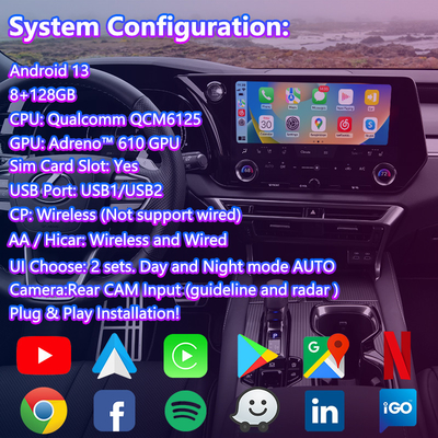 อินเตอร์เฟซวีดีโอมัลติมีเดีย Carplay Android สําหรับ 2023-Lexus RX RX350 RX350h RX450h RX500h AL30