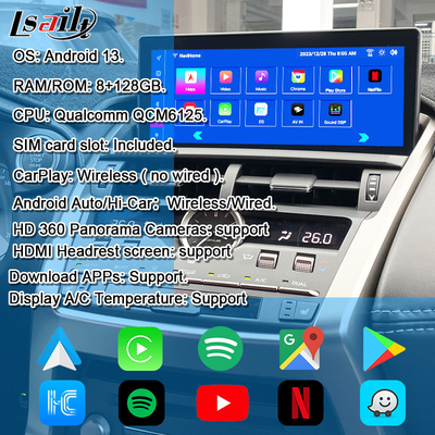Lexus Android Screen พร้อม CarPlay ผ่านสายและ Android Auto 10.25 นิ้ว หน้าจอสัมผัส