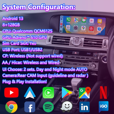 Lsailt 8+128GB อินเตอร์เฟซวิดีโอมัลติมีเดีย Android สําหรับ 2012-2017 Lexus LS460 LS 600h 460L