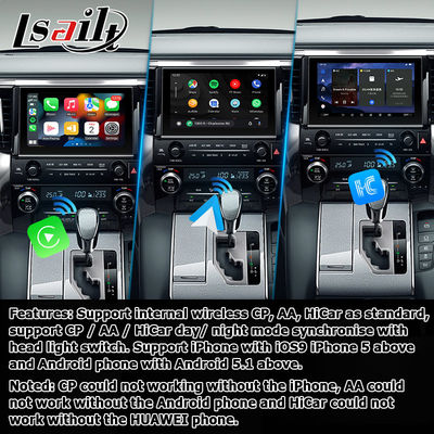 อินเทอร์เฟซวิดีโอ CarPlay Android สำหรับ Toyota Alphard Vellfire AH40