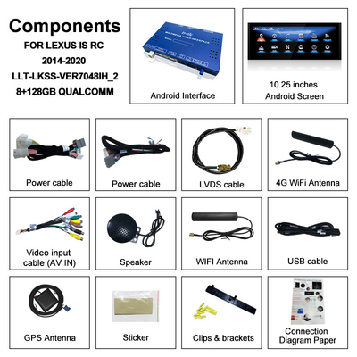 Lexus Android Screen Android 13 Multimedia Display 8 Core Qulcomm สําหรับ LEXUS IS200T IS300H IS350 สนับสนุนการควบคุม joystick, YouTube, Google Play, CarPlay
