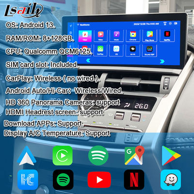 หน้าจอ Lexus Android 8 Core Qualcomm Multimedia Display สำหรับ LEXUS NX200T NX300H 2014-2021 รองรับการควบคุมด้วย Joystick Rotary Knot, YouTube, Google Play, CarPlay