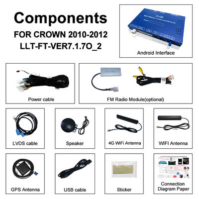 อินเตอร์เฟซมัลติมีเดีย Android 13 สําหรับ Toyota Crown S200 URS206 2008-2012 รุ่น โมดูลการอัพเกรด Android รวม YouTube, NetFlix, Google Map