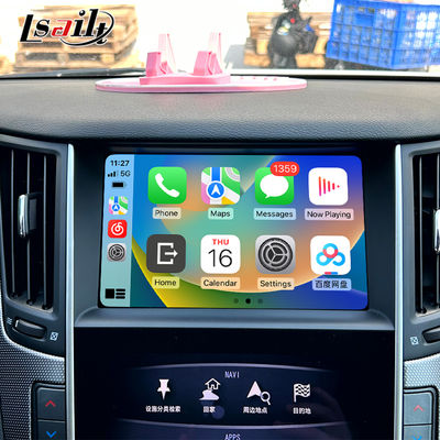 Q50 Q60 OEM Apple CarPlay โมดูลอัพเกรด การรวม Mirroring โทรศัพท์มือถือ, การแสดงผลอุณหภูมิ AC, Google Map, Spotify