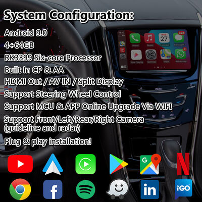 Lsailt Android Navigation Video Interface สําหรับระบบ Cadillac ATS CUE ปี 2014-2019 พร้อม Carplay