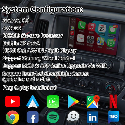 Lsailt Android Car Navigation Video Interface สําหรับ 2014-2019 GMC Sierra 1500 2500 3500 ระบบอินเทลลิงค์
