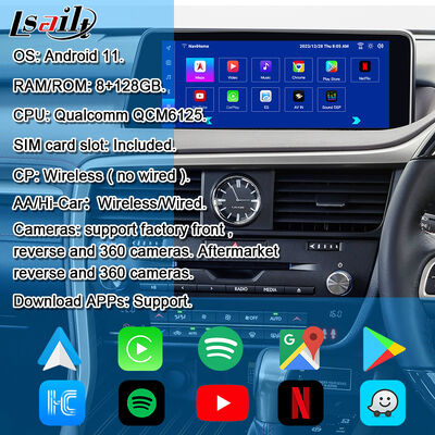 โมดูลการปรับปรุง Android ของ OEM สําหรับ Lexus RX450h, RX350 RX270 2016-2021 การบูรณาการ CarPlay ไมล์ไร้สาย, Android Auto, YouTube, NetFlix