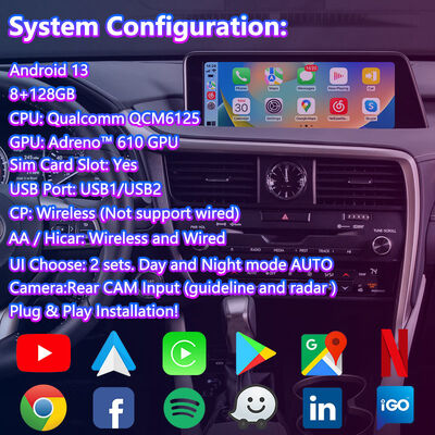 Lsailt Android Carplay Lexus Video Interface สําหรับปี 2016-2019 RX 350 RX450h RX200t RX350L RX450L RX300 RX350