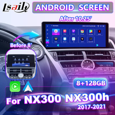 Lsailt 10.25 นิ้ว Android Carplay มัลติมีเดีย วิดีโอ อินเตอร์เฟสจอสําหรับ 2017-2021 Lexus NX 300h NX200 NX300 NX300h