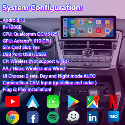 Lsailt Android Carplay มัลติมีเดีย อินเตอร์เฟสจอสําหรับ 2014-2017 Lexus NX Knob NX200t NX300h