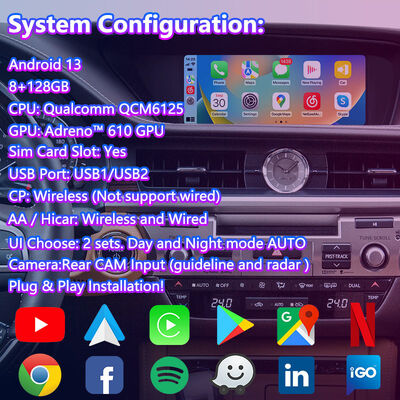 Lsailt Android นำทางมัลติมีเดียหน้าจอสำหรับ 2012-2018 Lexus ES 300h ES250 ES350 ES300H