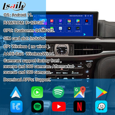 โมดูลอัปเกรด Android OEM สำหรับ LX570 Lexus RX GX LS NX ES รองรับ Wireless CarPlay, Android Auto, YouTube, NetFlix