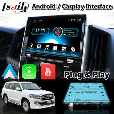 อินเทอร์เฟซวิดีโอ Carplay Android 4 + 64GB สำหรับ Toyota Land Cruiser LC200 LC-GT GXR 2018-2021 Touch 3