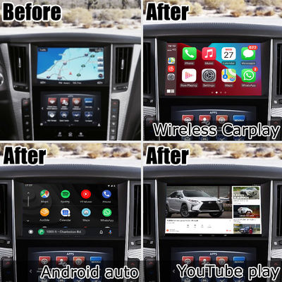 อินเทอร์เฟซ GPS carplay, กล่องนำทาง Android 13 ขนาด 8+128GB สำหรับ Infiniti Q50 / Q60