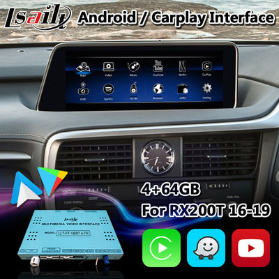 Lsailt 4 + 64GB Android อินเทอร์เฟซวิดีโอมัลติมีเดียสำหรับ Lexus RX 200t RX350 RX450H 2016-2019