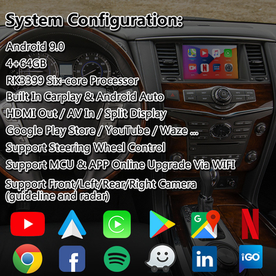 Lsailt Android Carplay อินเทอร์เฟซมัลติมีเดียสำหรับ Infiniti QX80 QX56 QX60 QX70