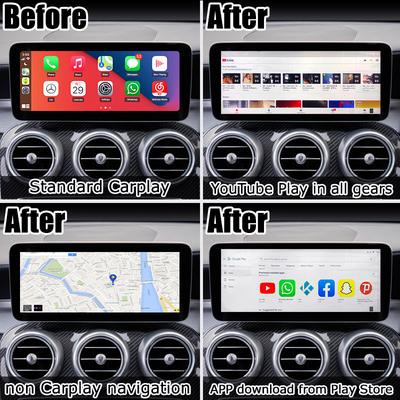 Android 10 อินเทอร์เฟซวิดีโอมัลติมีเดีย 4GB RAM AI Box Sgs สำหรับ Mercedes พร้อม Carplay