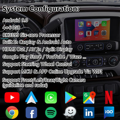 4+64GB Android Carplay Multimedia Interface สำหรับ Chevrolet Silverado Camaro พร้อม Android Auto