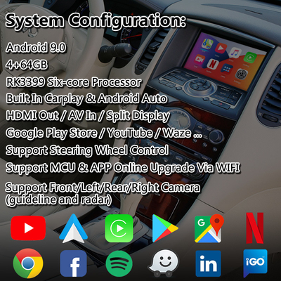 Lsailt Android Multimedia Video Interface สำหรับ Infiniti EX35 พร้อม Wireless Carplay android auto
