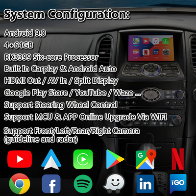 Lsailt Android Carplay Interface สำหรับ Infiniti EX30D EX35 EX37 พร้อม Wireless Android Auto