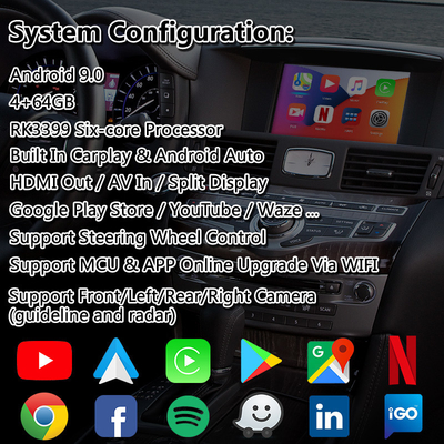 Lsailt Carplay Android อินเทอร์เฟซมัลติมีเดียสำหรับ Infiniti M37S M37 M35 M45 พร้อม NetFlix Yandex