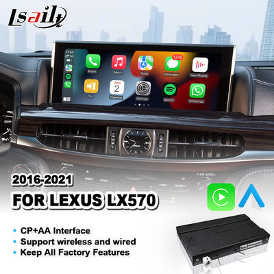 อินเตอร์เฟซการเล่นรถยนต์ Android แบบไร้สายสําหรับ Lexus LX570 LX 570 LX450D 2016-2021